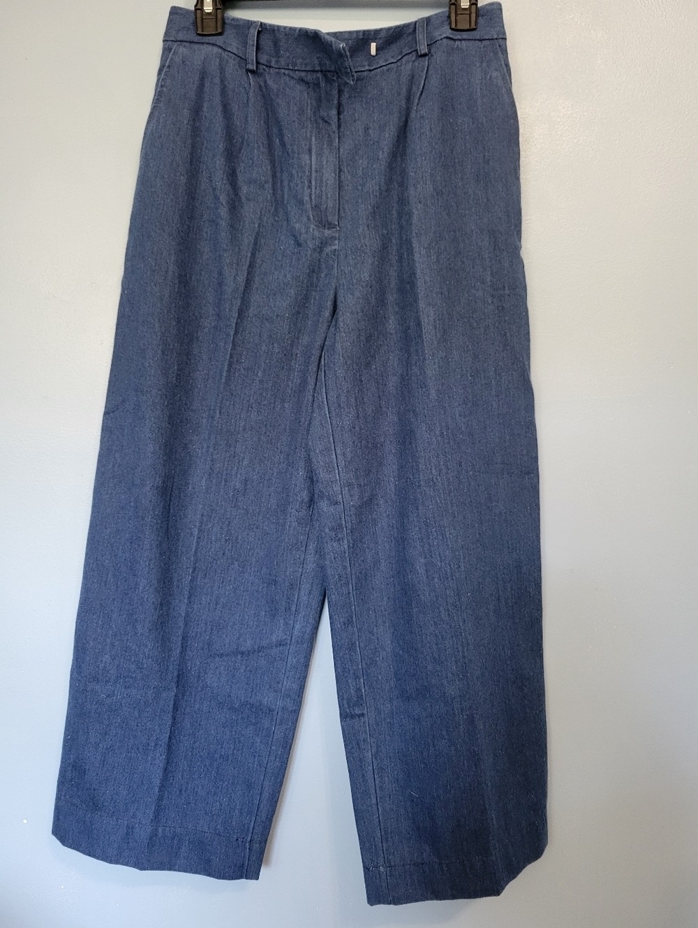 Vntg Talbots Wide Leg Trouser Cropped Pants in Blue Size 8 NWOT